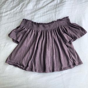 purple off the shoulder top